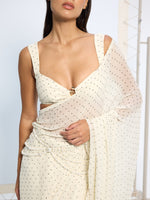 White Polka Dotted Saree