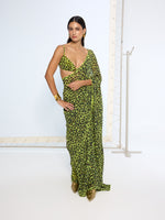 Green Leopard Print Saree