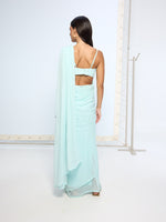 Ice Blue Movable Brooch Saree