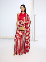 Red Silk Striped Saree