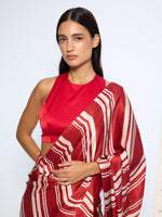 Red Silk Striped Saree
