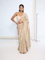 Handwoven Beige Silk Sari