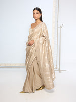 Handwoven Beige Silk Sari