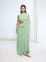 Pale Green Movable Brooch Saree