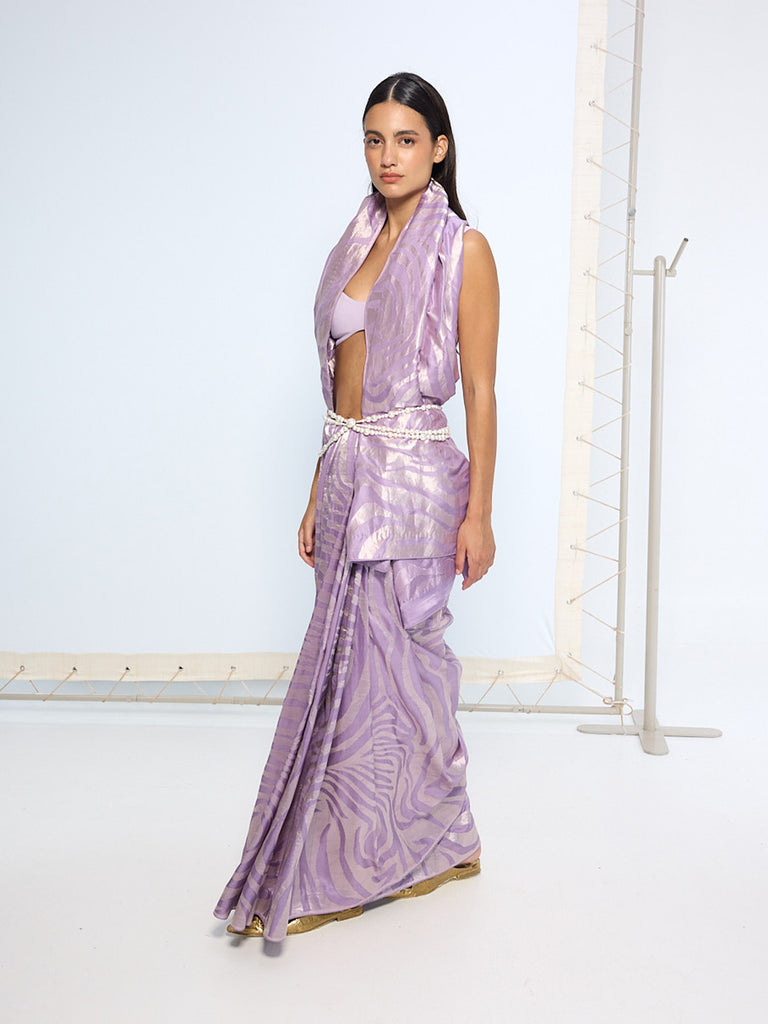 Handwoven Lavender Silk Saree