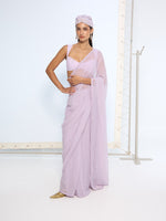 Lavender Polka Dotted Saree