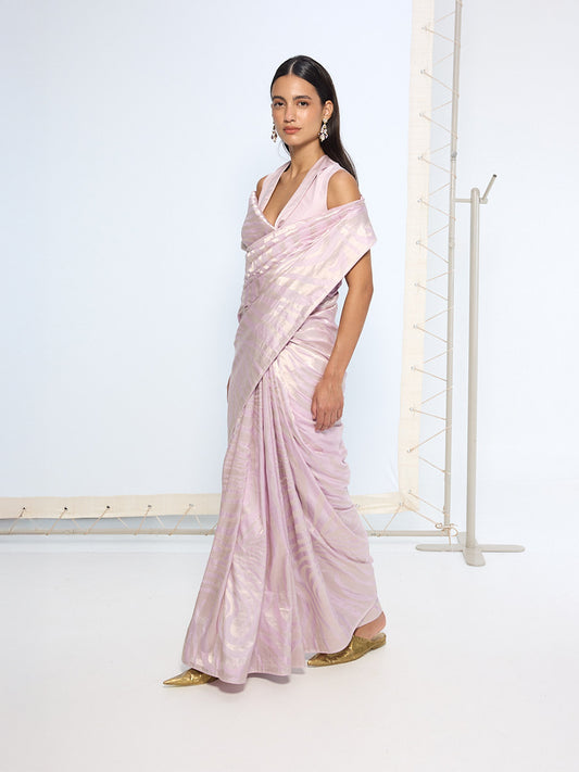 Handwoven Lilac Silk Saree