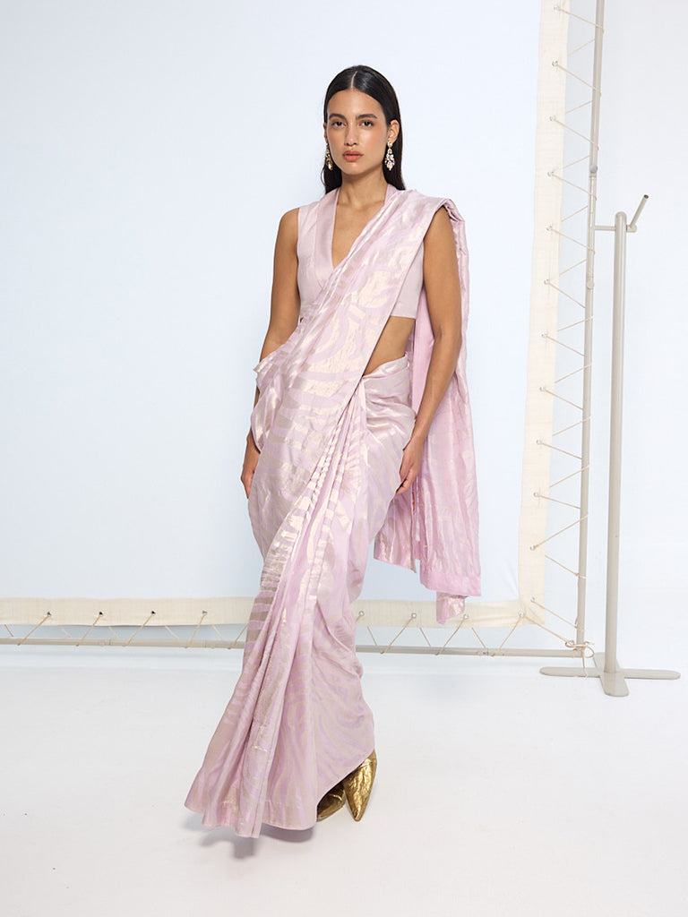 Handwoven Lilac Silk Saree