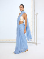 Blue Polka Dotted saree