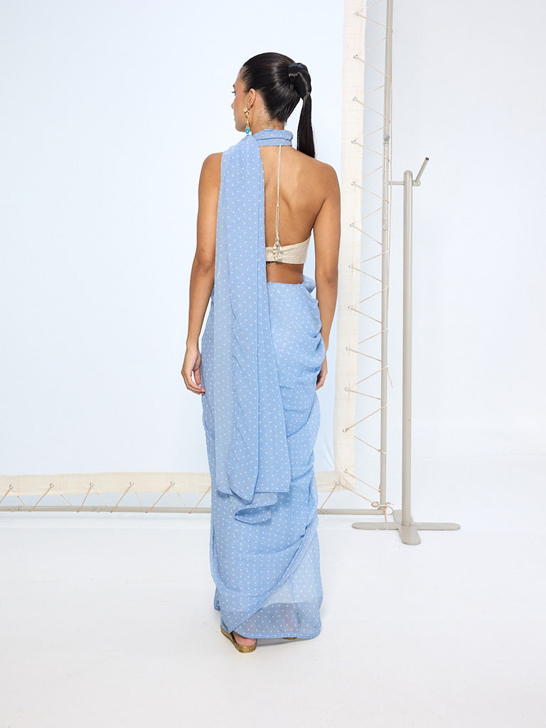 Blue Polka Dotted saree
