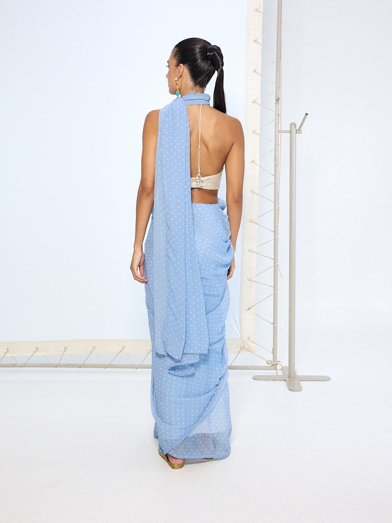 Blue Polka Dotted saree