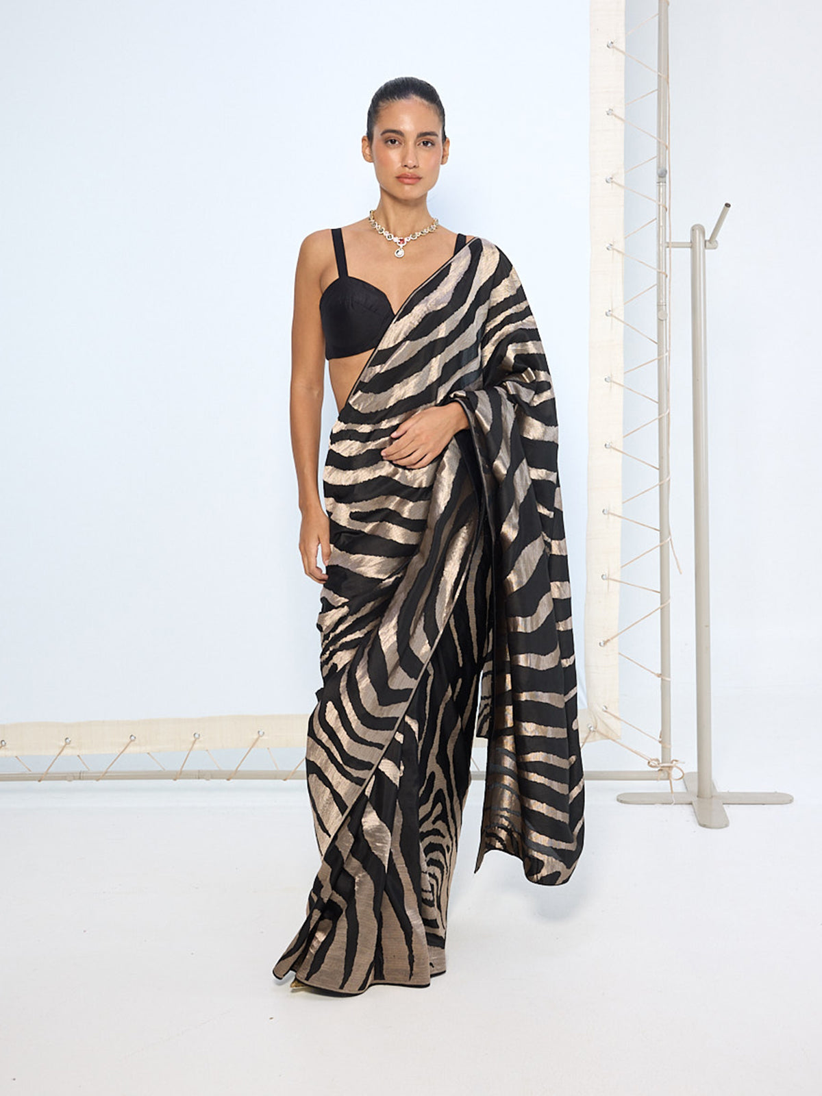 Handwoven Black & Silver Silk Saree