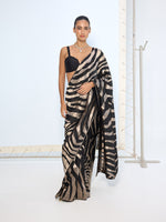 Handwoven Black & Silver Silk Saree