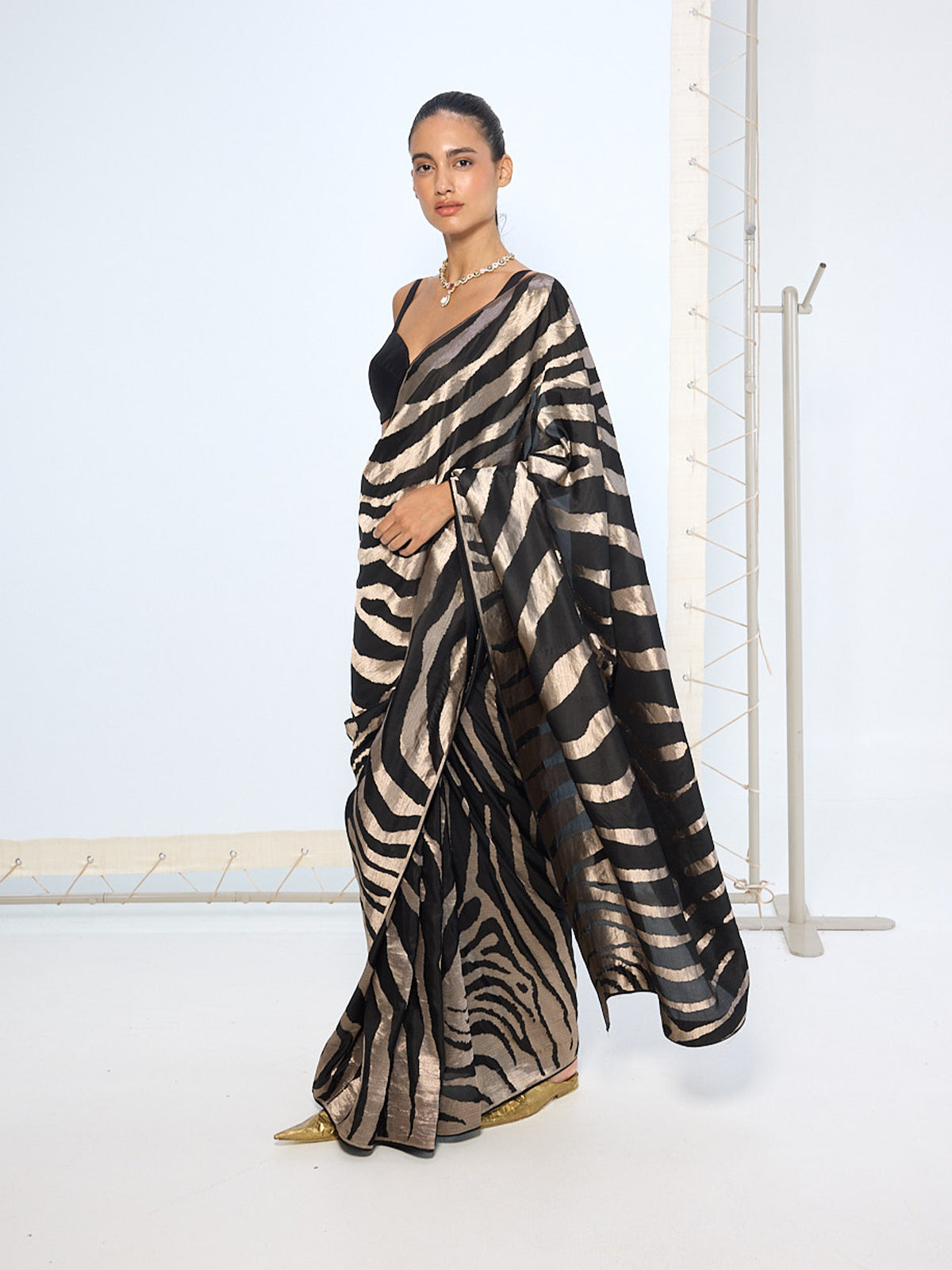 Handwoven Black & Silver Silk Saree