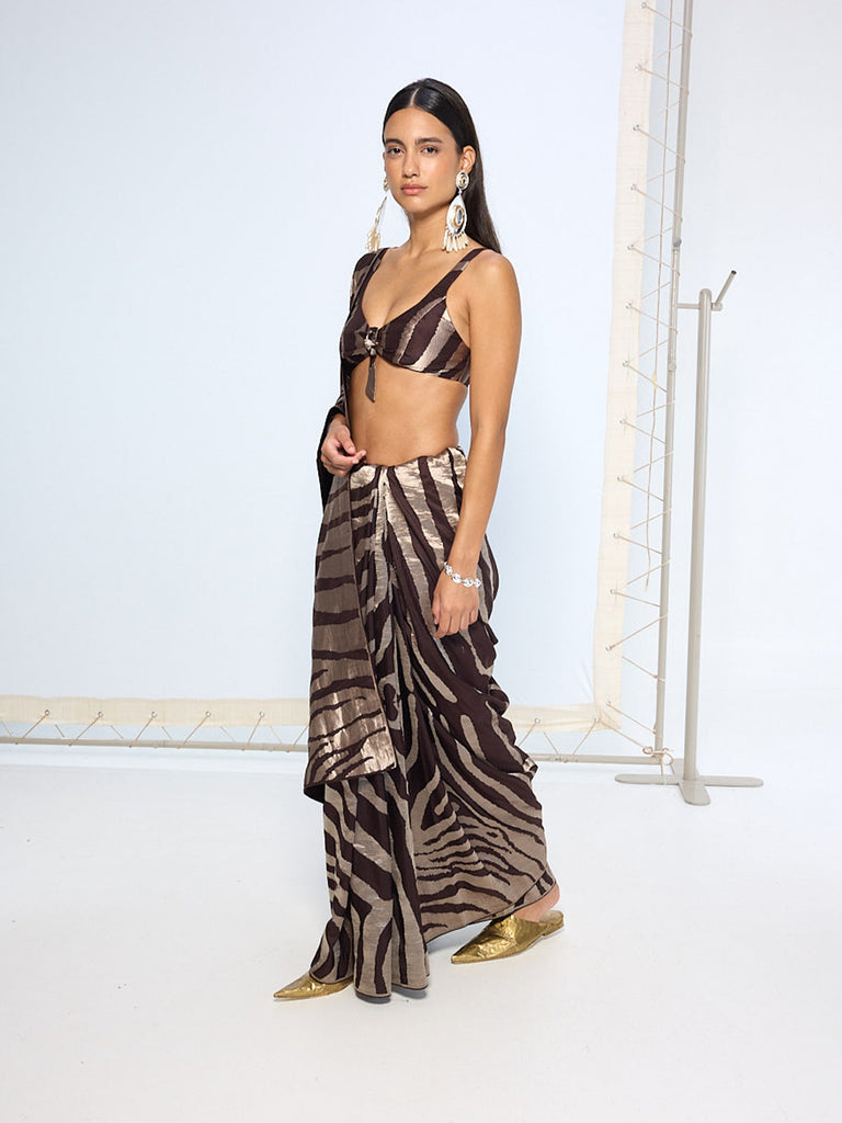 Handwoven Chocolate Brown Silk Saree