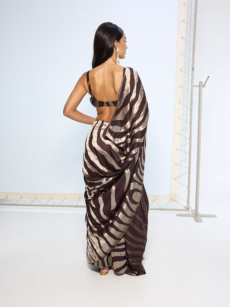 Handwoven Chocolate Brown Silk Saree