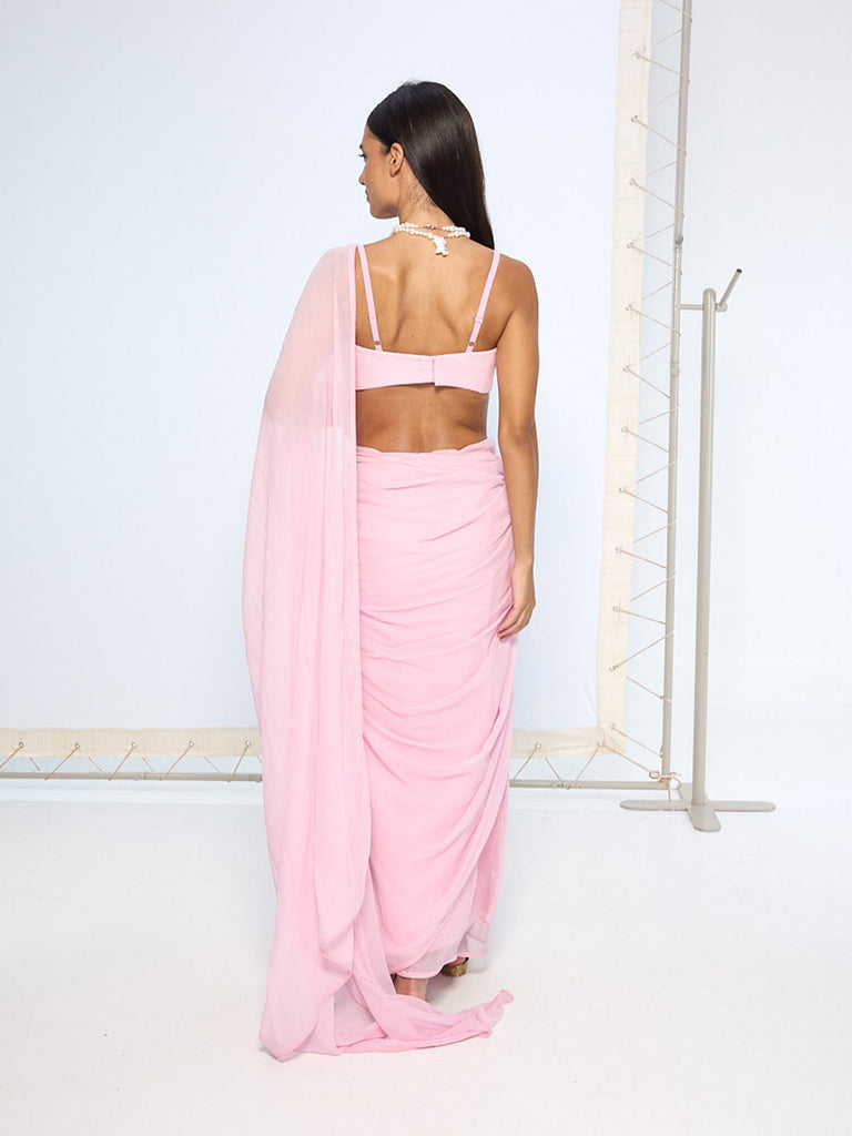Blush Pink Movable Brooch Saree