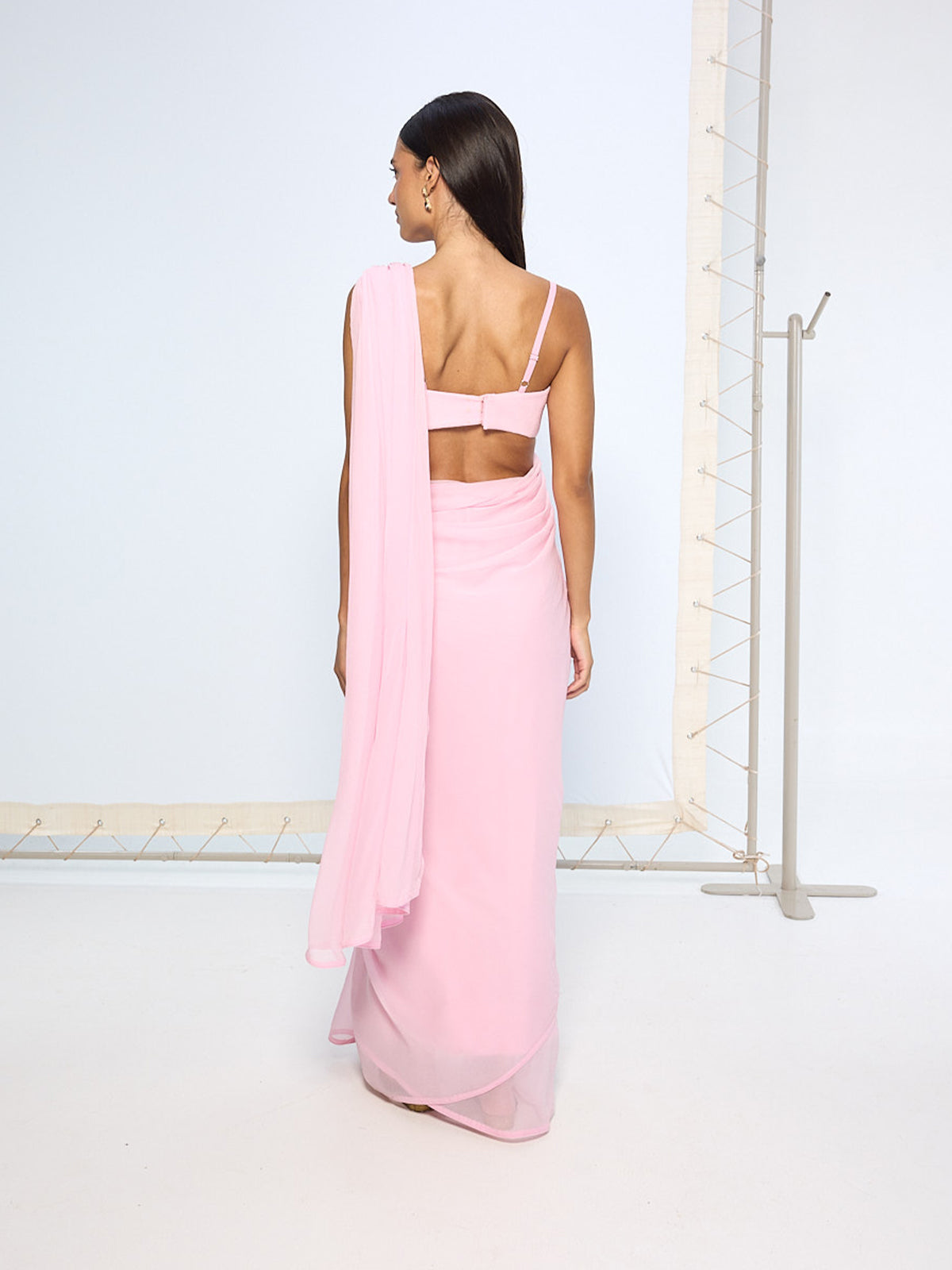 Blush Pink Movable Brooch Saree