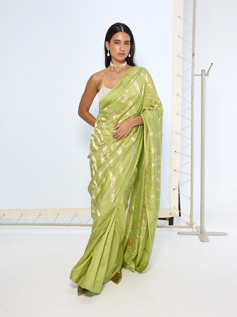 Handwoven Sage Green Silk Saree