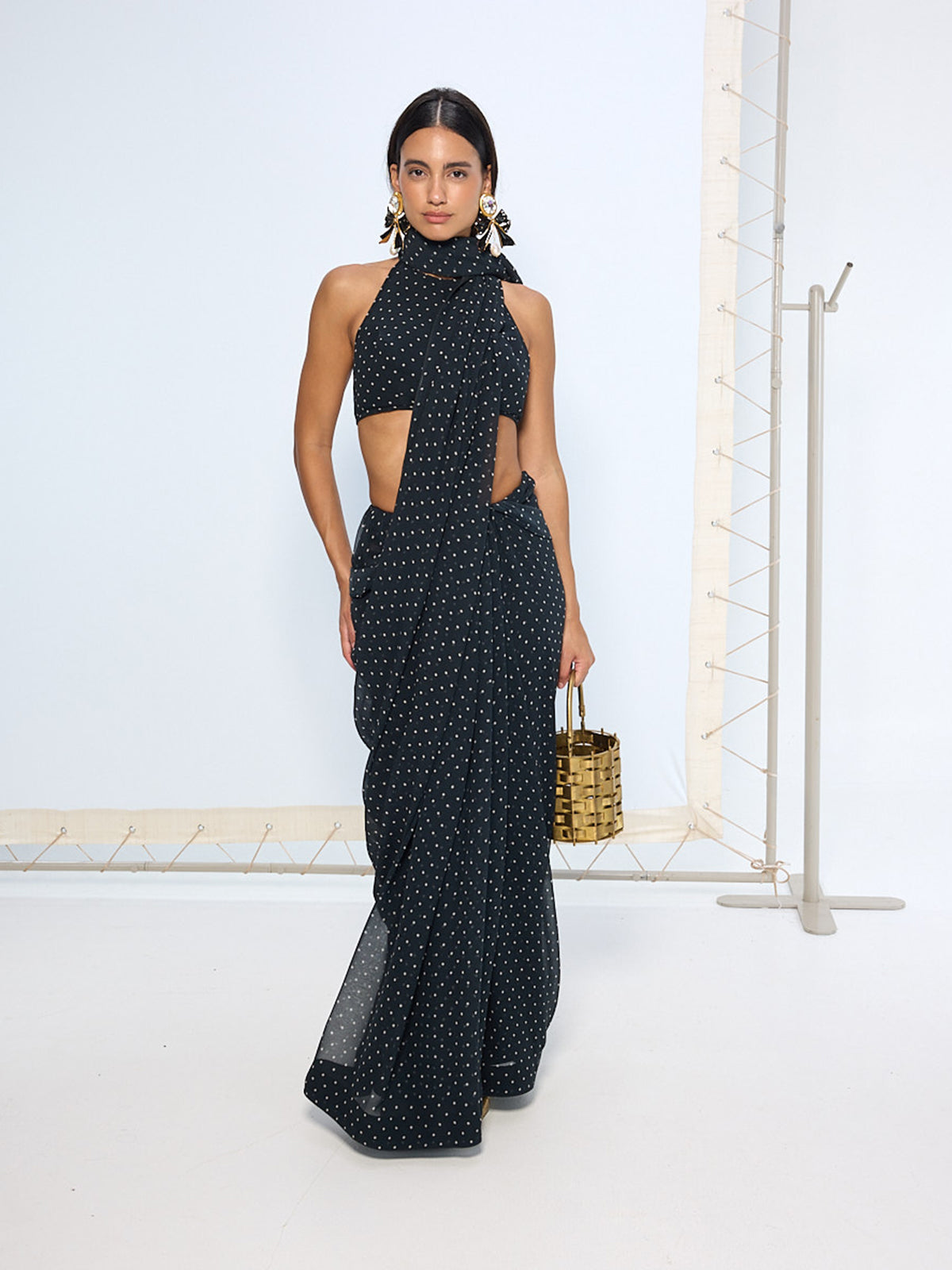 Noir Polka Dotted Saree