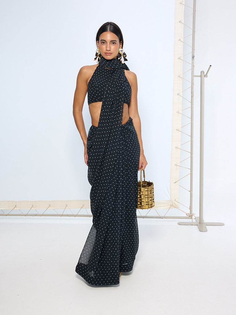 Noir Polka Dotted Saree
