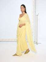 Butter Yellow Polka Dotted Saree