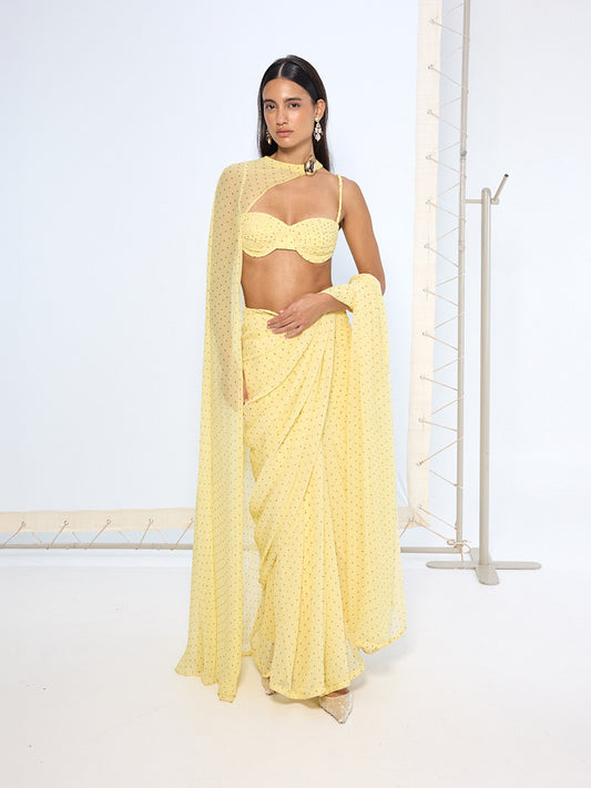 Handwoven Butter Yellow Chiffon Cape