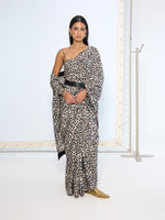Black & White Leopard Print Saree