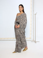 Black & White Leopard Print Saree