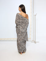 Black & White Leopard Print Saree