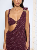 Maroon Movable Brooch Dotted Saree