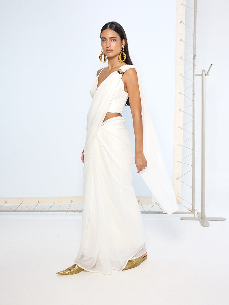 Ivory Movable Brooch Saree