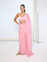 Strawberry Pink Polka Dotted Saree