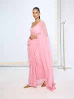 Strawberry Pink Polka Dotted Saree
