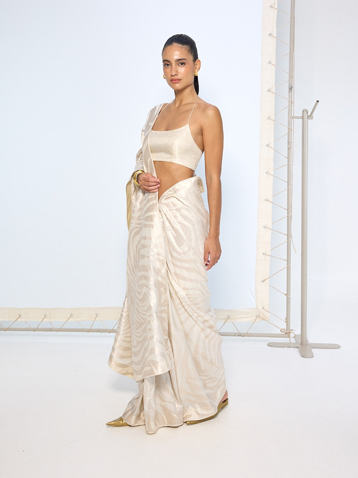 Handwoven Ivory Silk Saree