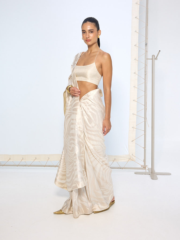 Handwoven Ivory Silk Saree