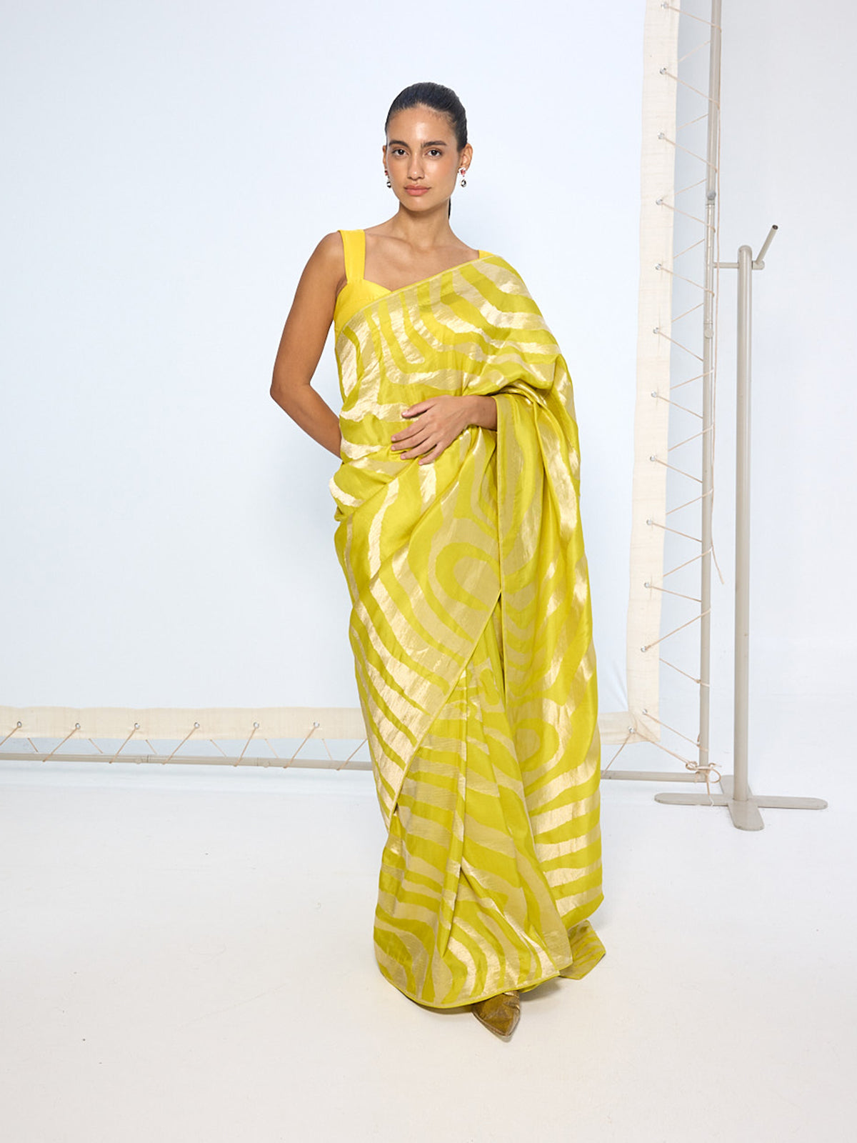 Handwoven Citrine Yellow Silk Saree