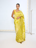Handwoven Citrine Yellow Silk Saree