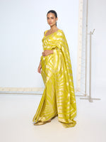 Handwoven Citrine Yellow Silk Saree