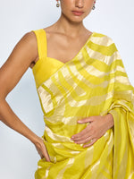 Handwoven Citrine Yellow Silk Saree
