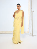 Soft Yellow Movable Brooch Saree