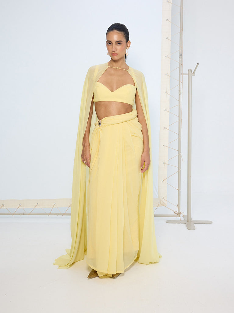 Handwoven Yellow Chiffon Cape