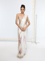 Handwoven Powder White Printed Saree
