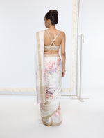 Handwoven Powder White Printed Saree