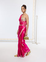 Handwoven Hot Pink Banarasi Saree