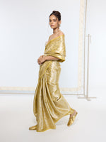 Handwoven Golden Ember Tissue Saree