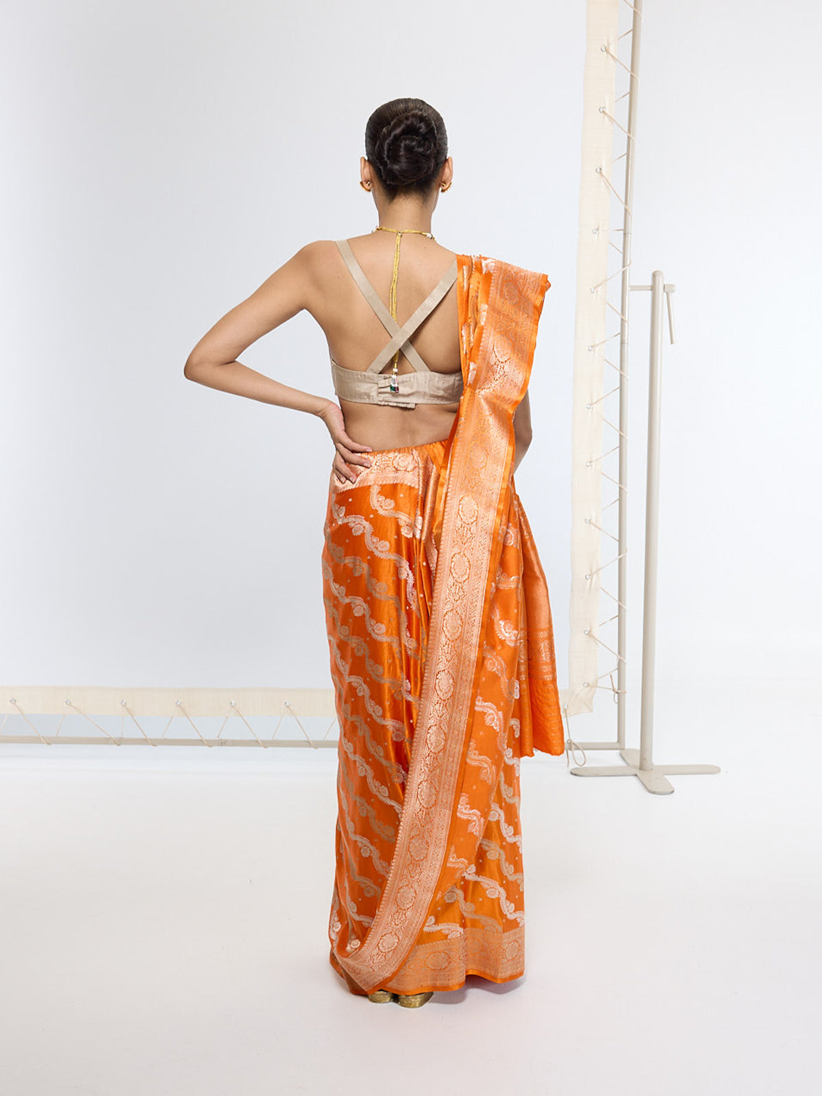 Handwoven Burnt Orange Banarasi Saree