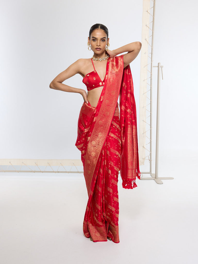 Handwoven Crimson Red Saree
