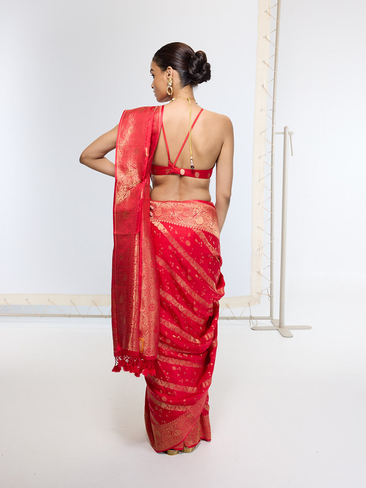 Handwoven Crimson Red Saree