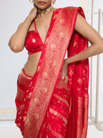 Handwoven Crimson Red Saree